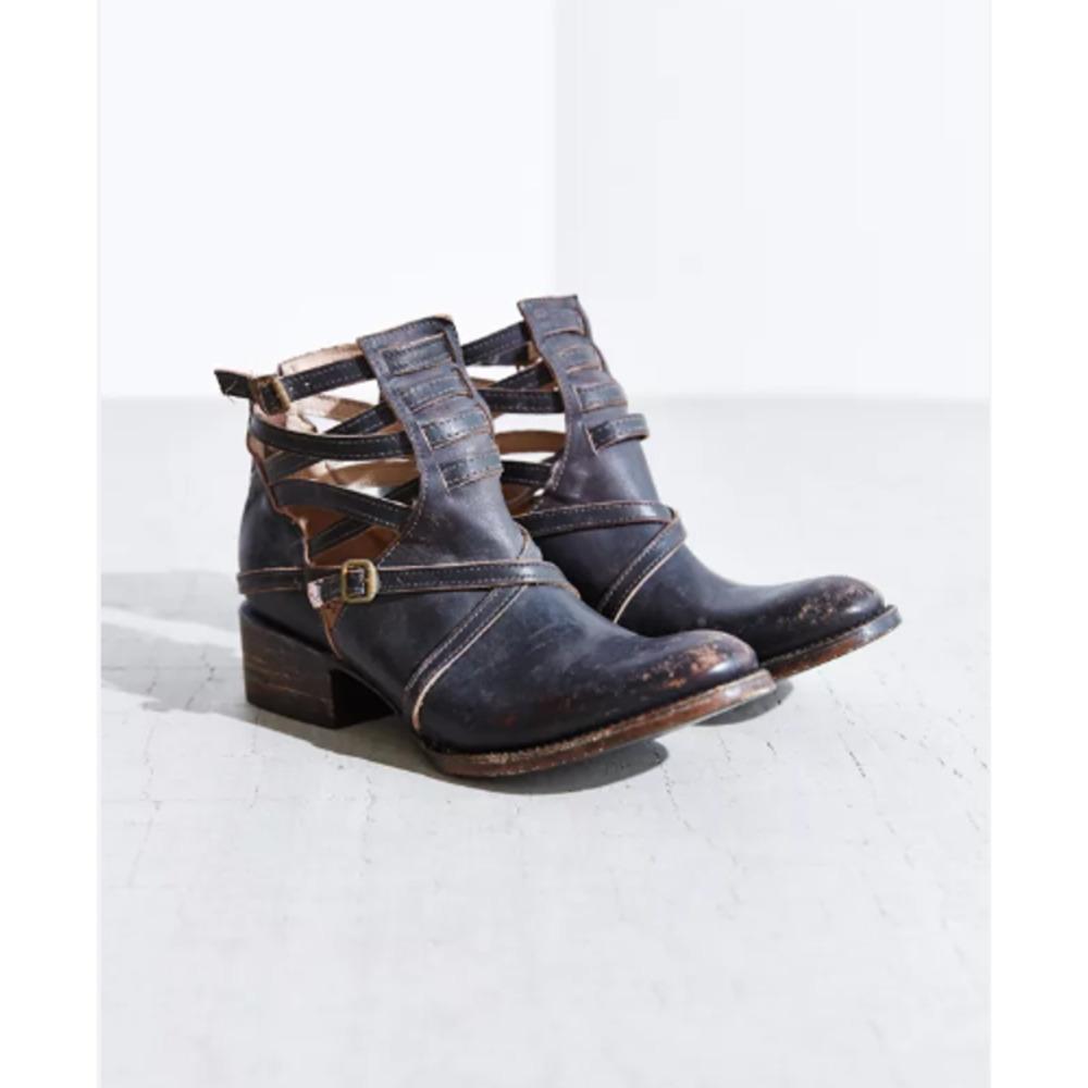 Freebird by Steven Stair Bootie Black Snake Texture Leather Strappy Ankle Boot 9